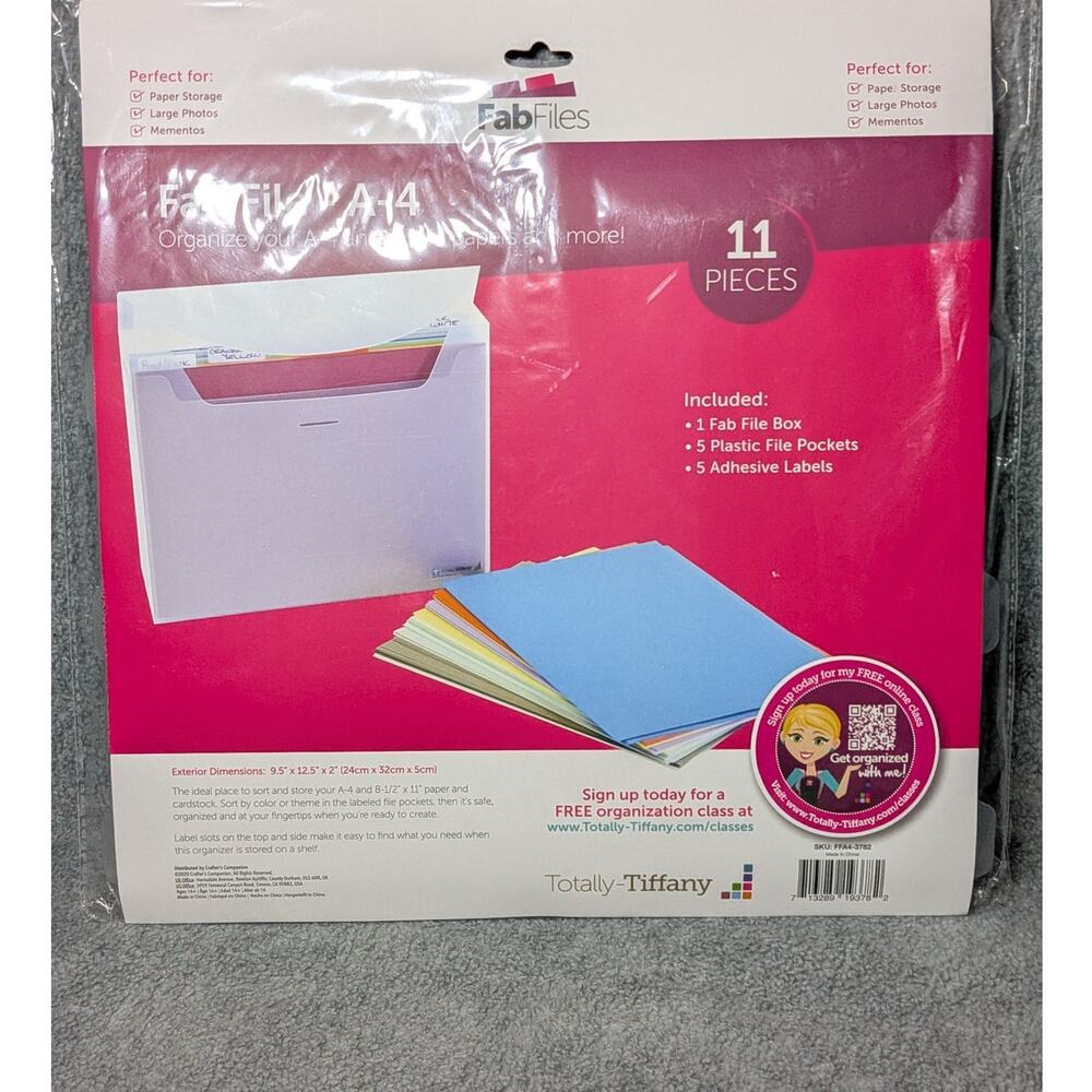 TOTALLY TIFFANY Fab Files A4 11pc Paper Cardstock Storage Organizer Case Box NEW